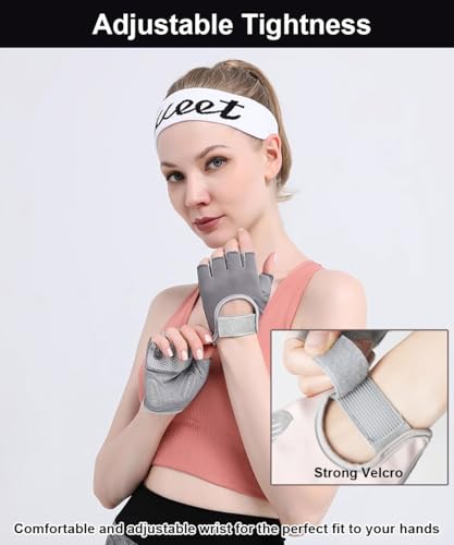 Workout Gloves for Men & Women - Anti-Slip Fingerless - Medium Grey