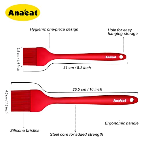 High Heat Resistant Silicone Basting Brush Set - Red 2 Pcs (10"+8.2")