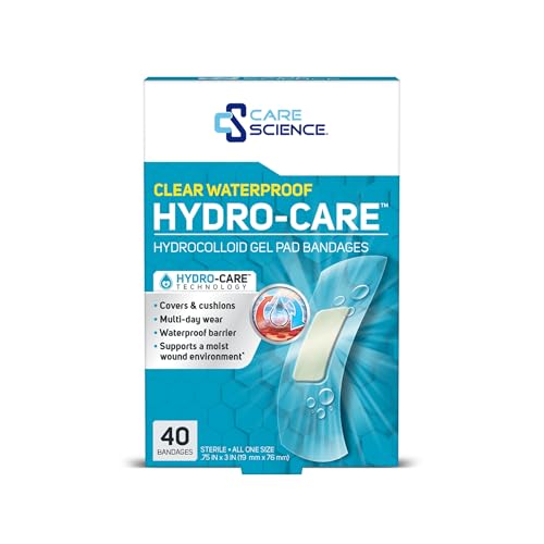 Hydrocolloid Gel Pad Bandages - Clear Waterproof, 40 Count