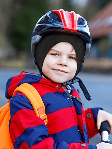 Geyoga 6 Pcs Kids Skull Cap Helmet Liner Hats, Small Black
