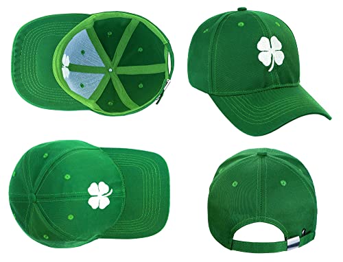 Shamrock Baseball Cap - Irish 4 Leaf Clover Hat for St. Patrick's Day - Medium Green