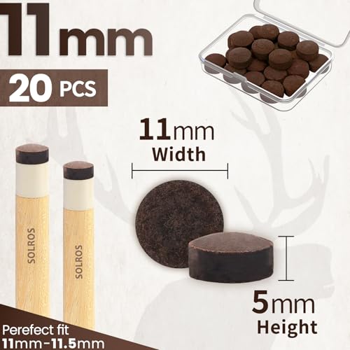 11MM Billiard Cue Tips Replacement Kit with Glue - Brown