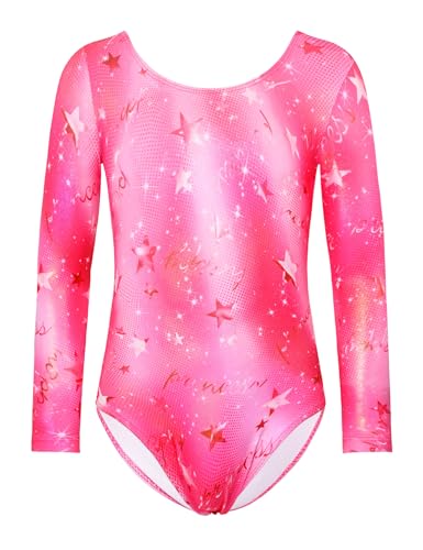 Sparkly Long Sleeve Gymnastics Leotard for Girls - 3-4T Rose Pink