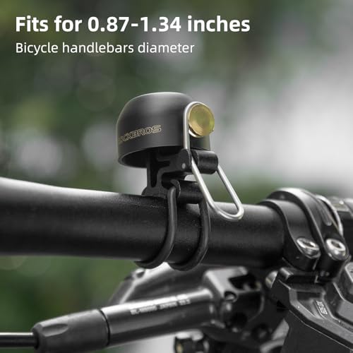 ROCKBROS 100dB Brass Bike Bell, Black – Durable Loud Bicycle Horn for All Bikes
