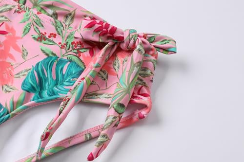 Girls 3-Piece High Waisted Bikini Set with Skirt - Floral Swimwear for Ages 9-16