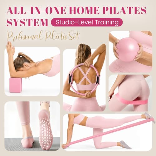 Complete Pilates Kit for Women - At Home Workout Set - Pink