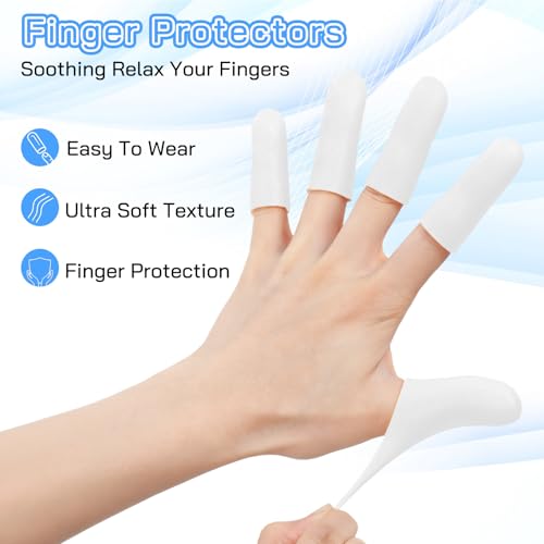 Silicone Finger Protectors - 30 Pcs Reusable Gel Finger Cots - White