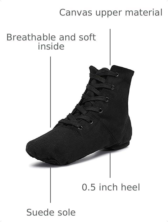 Smithmelody Canvas Jazz Dance Boots for Adults - Black 8.5