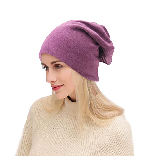 Slouchy Beanie Hat for Women & Men - Purple, One Size