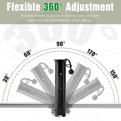 Roylvan Black Bike & Boat Mount Fishing Rod Holder 360° Rotatable, Adjustable Clamp