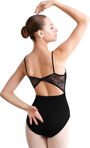 Women Camisole Leotard with Lace Hollow Back - Black, Small, Tegmk