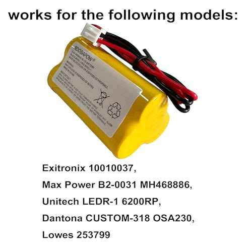 3.6V 900mAh Ni-CD Exit Sign Emergency Light Battery for Unitech LEDR-1 6200RP, Dantona CUSTOM-318 OSA230,Lowes 253799,Exitronix 10010037 (4 Pack x 3.6v 900mah Emergency/exit Light Battery)
