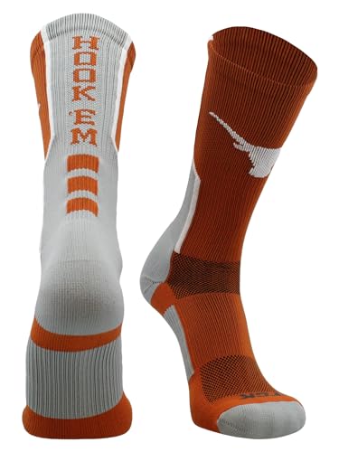 NCAA Perimeter Crew Socks - Small, Orange/White Athletic Performance