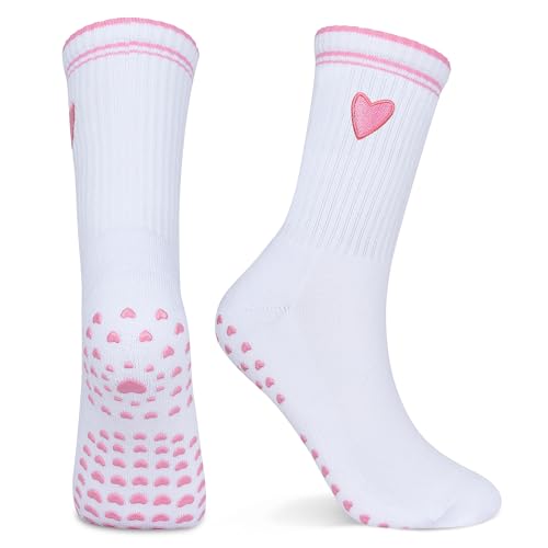 Non-Slip Pilates Socks for Yoga & Barre - Pink, US Sizes 5-11
