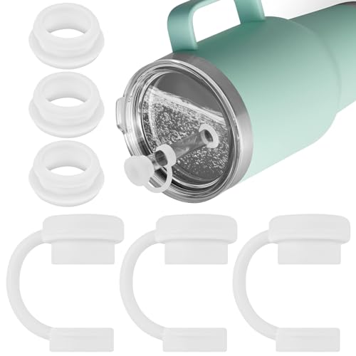 Silicone Spill Stopper Set for YETI Straw Cups - White