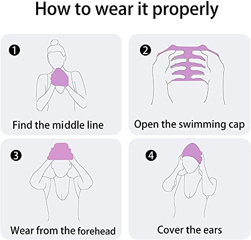 Waterproof Silicone Swim Cap for Girls - Silver Butterfly
