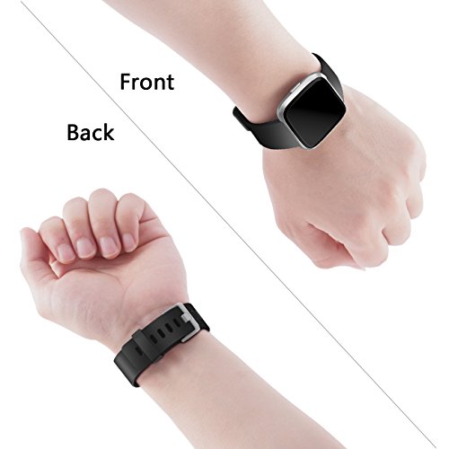 Fitbit Versa 2 Bands - Soft Waterproof Replacement Wristband Strap - Large 7.2"-8.7" - Black