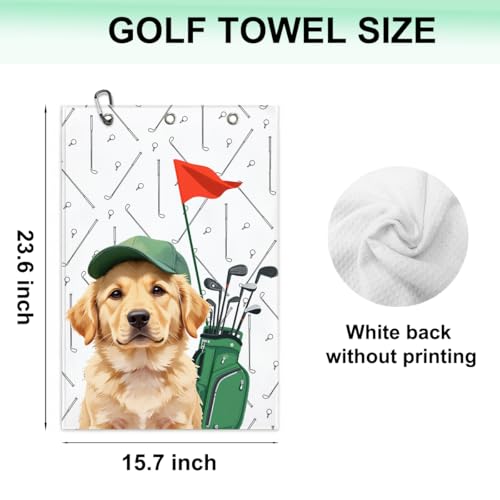 Golden Retriever Golf Towel - 16x24 Inch Waffle Weave - Multi