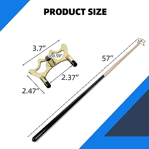 GSE Portable Billiard Bridge Head & Stick Set - Pool Cue with Screw-On Bridge Head, 57" Solid Wood Bridge Stick & Zinc Alloy Bridge Head for Pool
