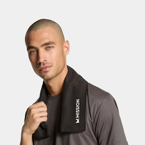 MISSION On-the-Go Cooling Towel - UPF 50, Quick-Cooling, Lightweight Black