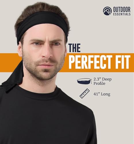 Sweat-Wicking Tie Headband for Running - 2 Pack Black