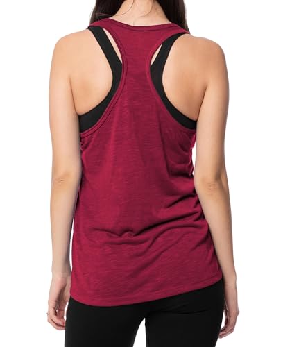 Sexy Basics Women's Everyday Flow Burnout Slub Racer Back Tank 5 Pack – Black, Peach, Veri Peri, Viva Magenta, Navy