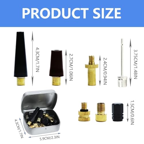 20 Pcs Inflator Needles and Valve Adapters Kit - Silver, Black, Gold