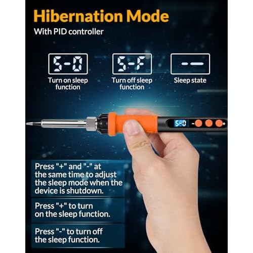 Soldering Iron Kit, 100W High Power Soldering Iron, Fast Heating, Digital Display Temperature Control Accurate 356¡ÆF-896¡ÆF, Portable Soldering Kit with Protective Cap, Automatic Sleep Mode