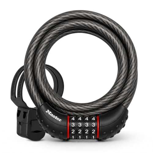 6 ft Braided Steel Cable Bike Lock with 4-Digit Combination