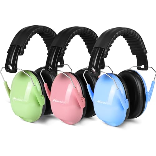 MelonArt Kids Ear Protection Earmuffs 3 Pack Noise Cancelling Headphones for Kids 27dB Toddler Soundproof Headphones Noise Reduction for Autism Sensory Shooting (Blue & Pink & Green)