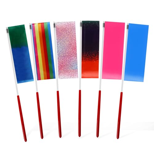 6 PCS Dance Ribbon Wands - 78.7 Inch Gymnastics Streamers with Non-Slip Handles