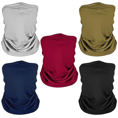 5 Pack Multicolor Neck Gaiter - UV Protection Cooling Face Mask