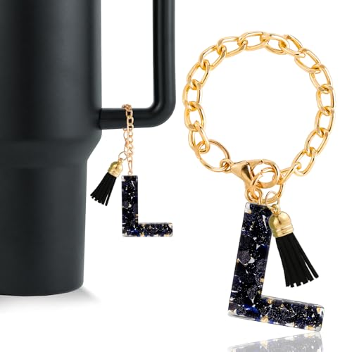 Initial Letter Charm for Tumbler Handle - Personalized L Charm Black