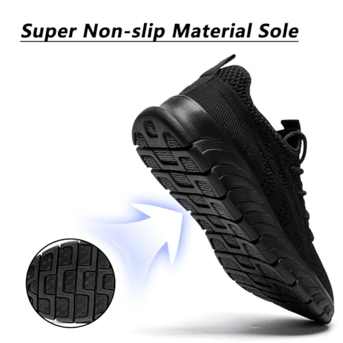 DLWKIPV Men's Black Road Running Shoes - Breathable Athletic Sneakers Size 10