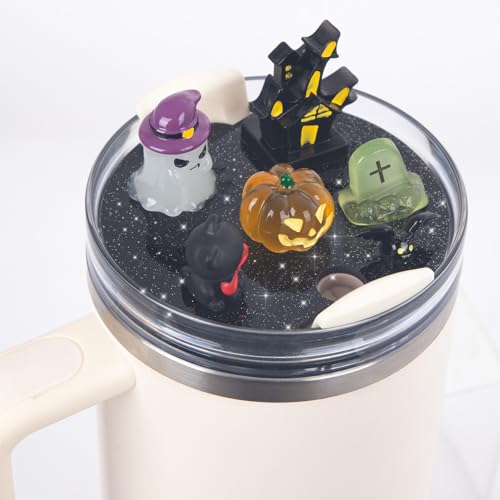 LA KEN DU 40oz Halloween Stanley Cup Charm Lids & Straw Cover — Glow-in-the-Dark Tumbler Accessories