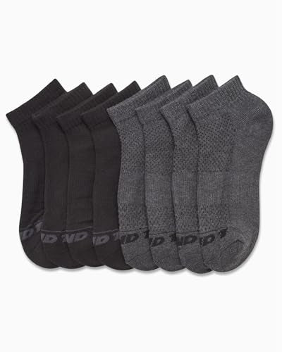 Boys Quarter Athletic Socks 8 Pack - Cushioning, Moisture Wicking, Grey/Black, Small-Medium