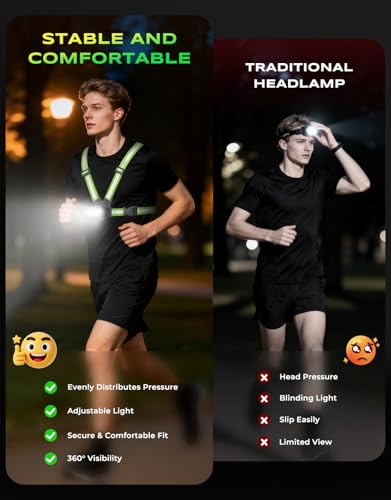 500LM Adjustable Running Light Vest with 360° Reflective Safety