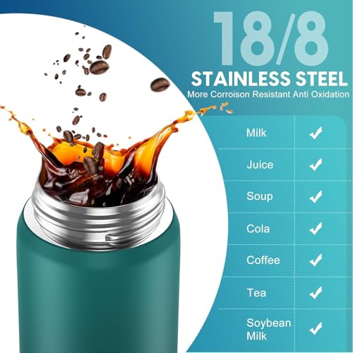 SLUXKE 33.8oz Insulated Stainless Steel Water Bottle with Straw - Blue, 1L, Leak-Proof, BPA-Free, Camping & Sports