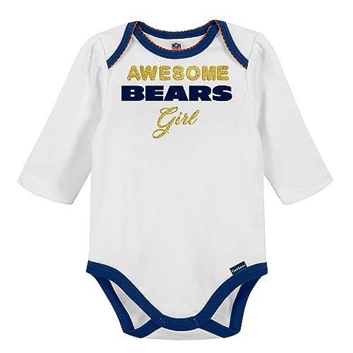 NFL Baby Girls 3-Pack Bodysuit Set - Chicago Bears, 6-9 Months
