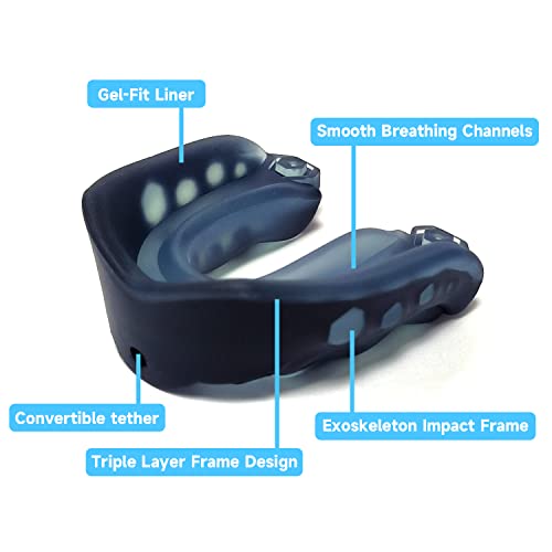 2 Pack Football MouthGuard with Straps and Case,Kid Mouth Guard Youth