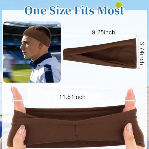 6 Pcs Sports Headbands Set for Women & Men - Beige, Gray, Burgundy, Brown, Black