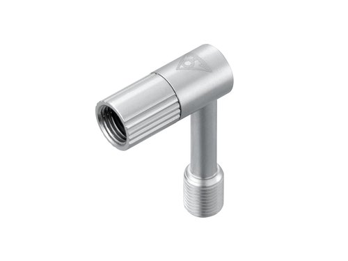 Topeak Pressure-Rite Schrader Valve Adapter – Compact Brass Shock Pump Connector with Internal Check Valve for Accurate Pressure Readings and Easy Removal