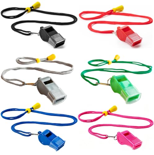 SUYAMI Multicolor 24-Pack Sports Whistles with Lanyards for Coaches & Referees