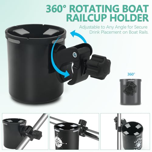 Racgrul Marine Boat Rail Cup Holder No-Drill Clamp for Bimini Top & PWC
