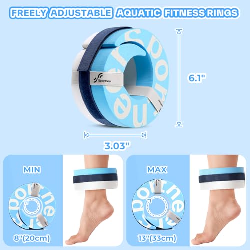Water Aerobics Float Ring Set - Adjustable 8-13 Inch Sky Blue Cuffs