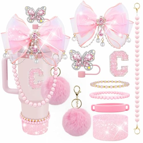 Bling Accessories Set for Stanley Tumblers - Pink Peony