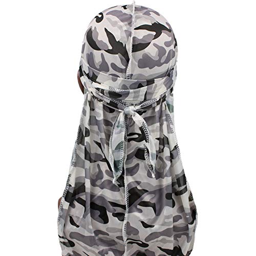 Silk Durag for Men - Long Straps, Black Color