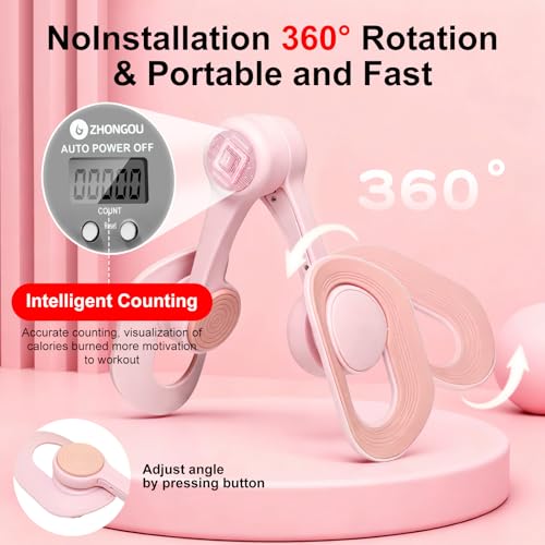 Adjustable Thigh Trainer with Resistance Bands & Auto Counter for Home Fitness