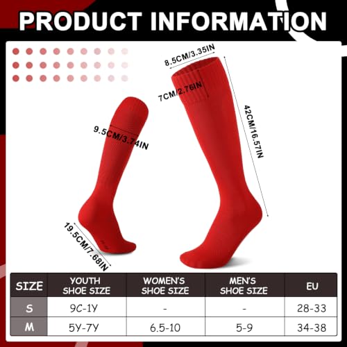 Kids Knee High Soccer & Baseball Socks - Medium Red