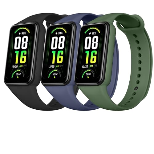 TPU Replacement Bands for Amazfit Band 7 - Black, Blue, Green